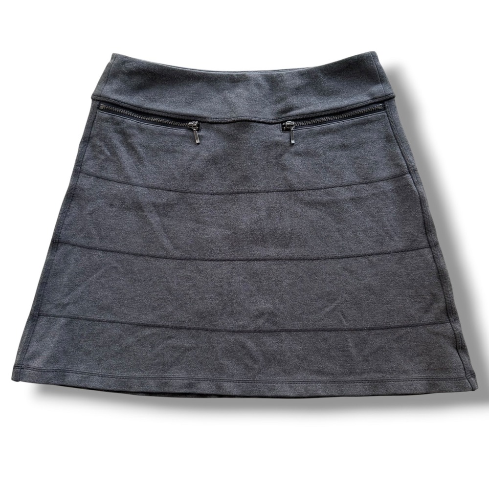 Athleta Women XS Gray Seamed Cotton Blend Zip Pockets Strata A-line Skirt 861887